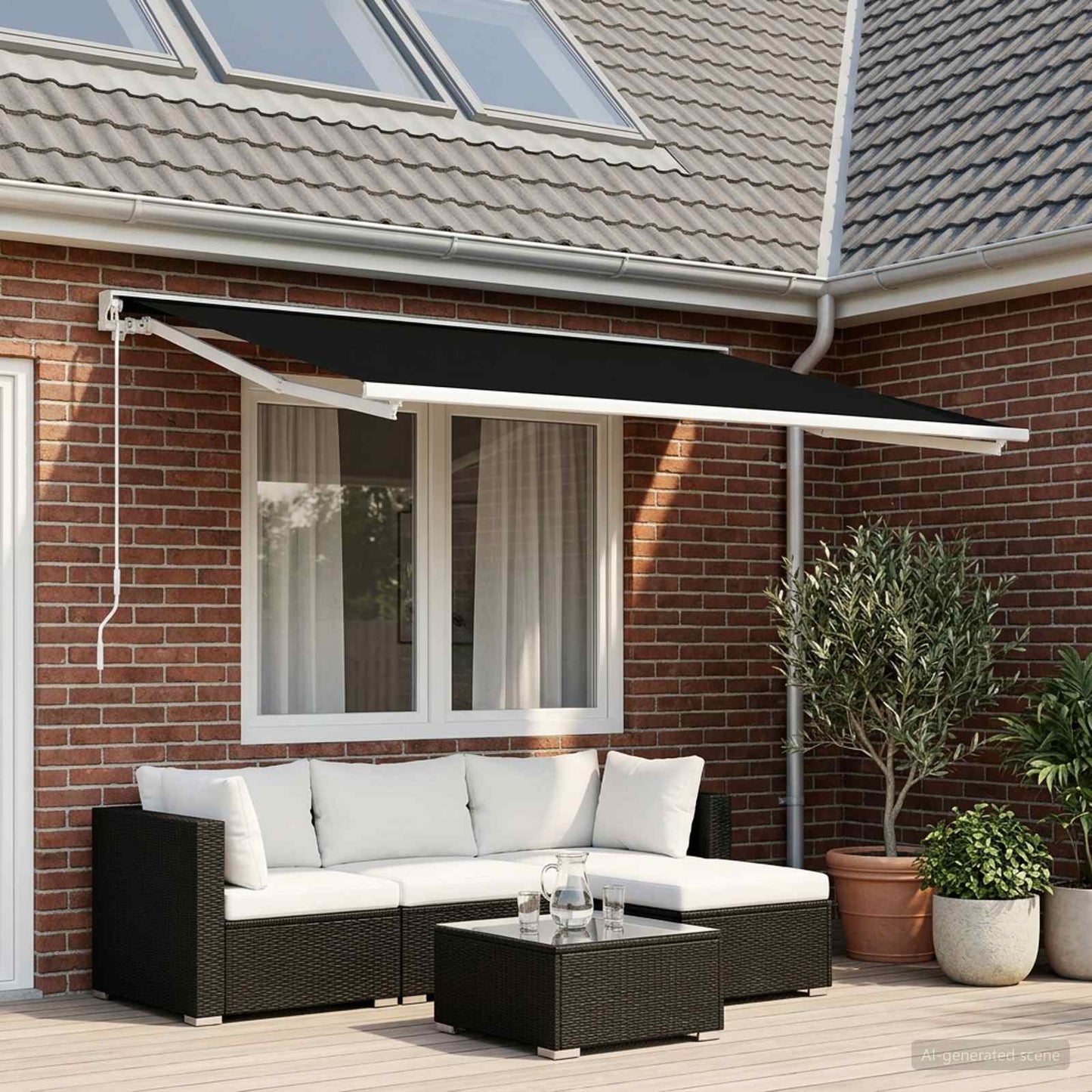 Awning Replacement Fabric Black 350 x 250 cm Polyester