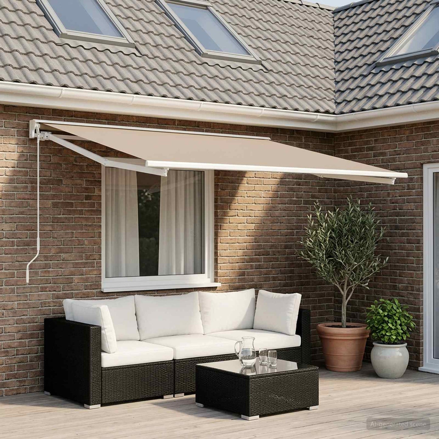 Awning Replacement Fabric Beige 250 x 200 cm Polyester