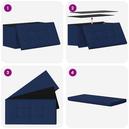 Foldable Storage Bench Blue 180 kg 80 L 77 x 38 x 38 cm Linen