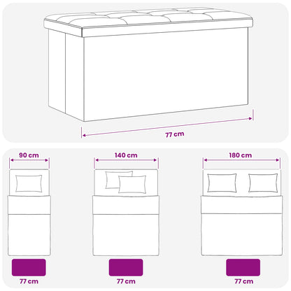 Foldable Storage Bench Blue 180 kg 80 L 77 x 38 x 38 cm Linen