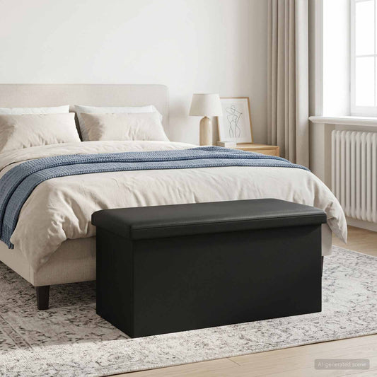 Foldable Storage Bench Black 180 kg 80 L 77 x 38 x 38 cm PVC