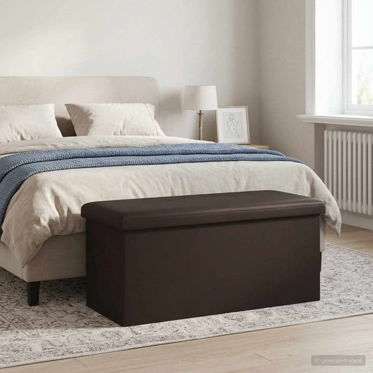 Foldable Storage Bench Brown 180 kg 80 L 77 x 38 x 38 cm PVC