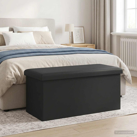 Foldable Storage Bench Grey 180 kg 80 L 77 x 38 x 38 cm PVC