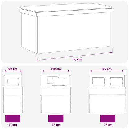 Foldable Storage Bench Grey 180 kg 80 L 77 x 38 x 38 cm PVC