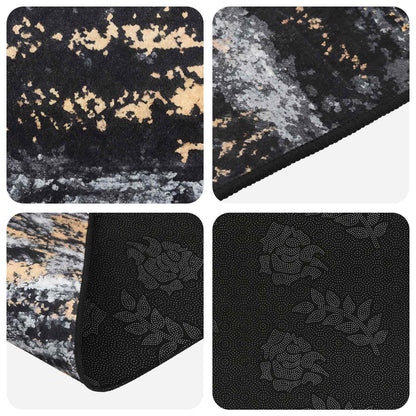 Rug Runner LESAKA Black and Gold 80 x 200 cm Diamond Velvet