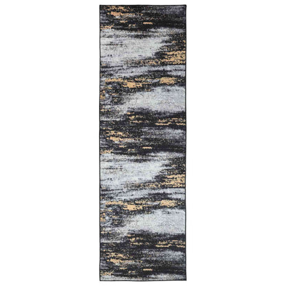 Rug Runner LESAKA Black and Gold 80 x 300 cm Diamond Velvet