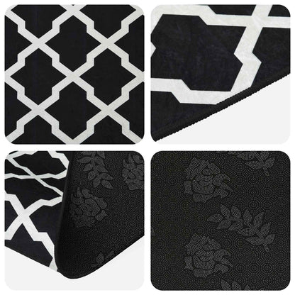 Rug Runner LESAKA Black and white 50 x 150 cm Diamond Velvet