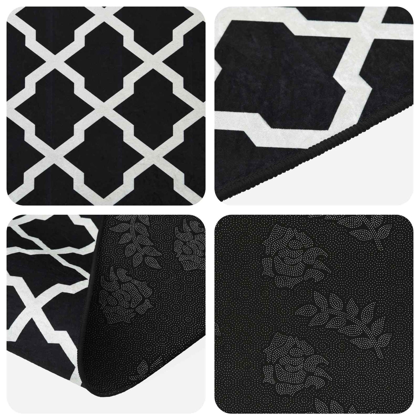 Rug Runner LESAKA Black and white 50 x 250 cm Diamond Velvet