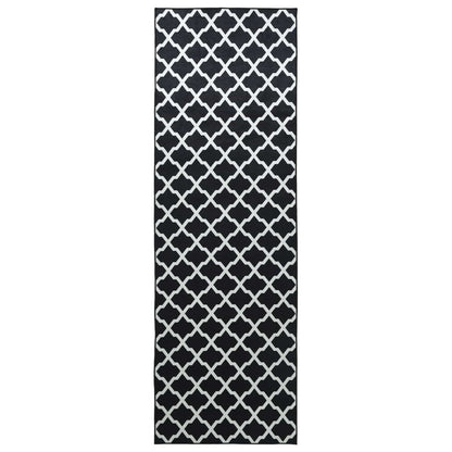 Rug Runner LESAKA Black and white 80 x 150 cm Diamond Velvet