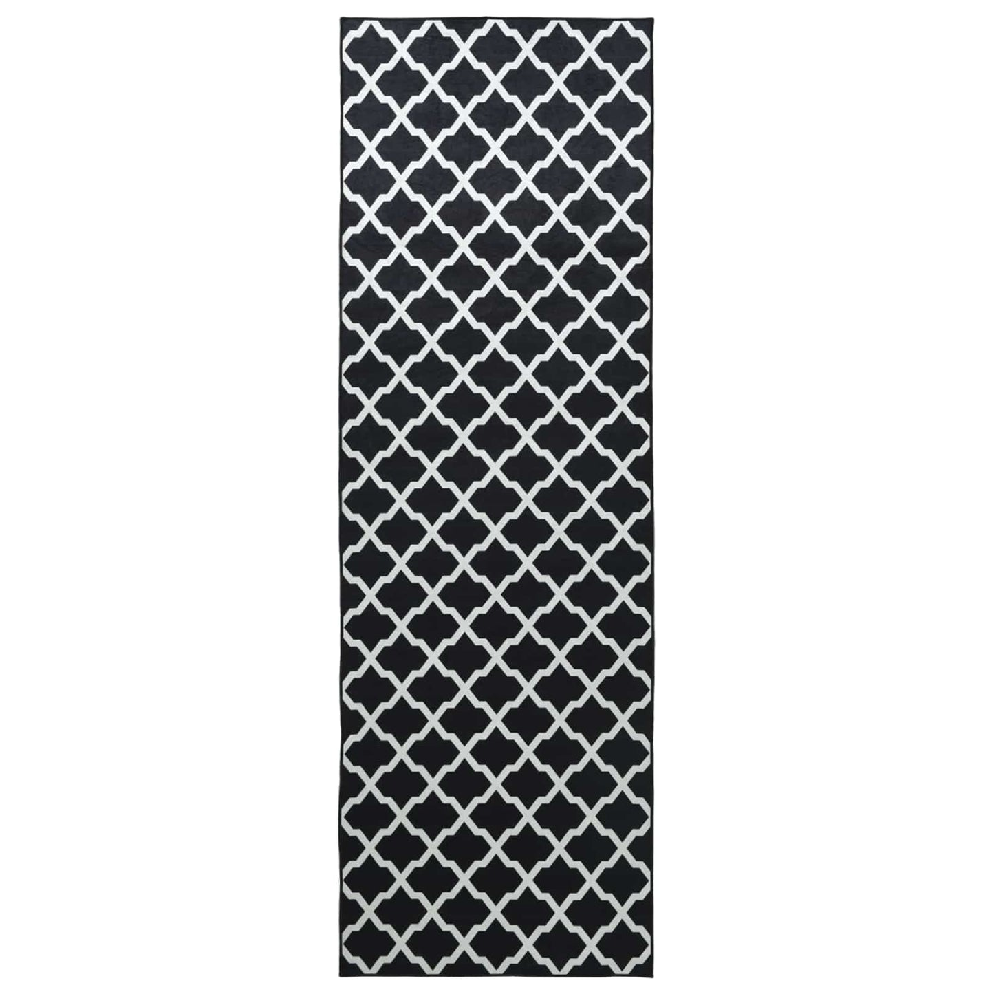 Rug Runner LESAKA Black and white 100 x 100 cm Diamond Velvet