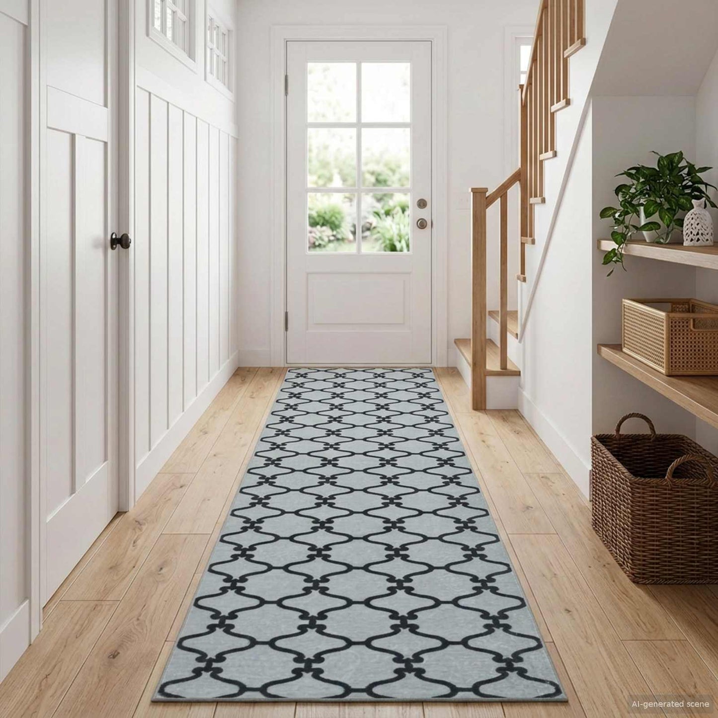 Rug Runner ORIZ 1150 gsm Grey Mesh Pattern