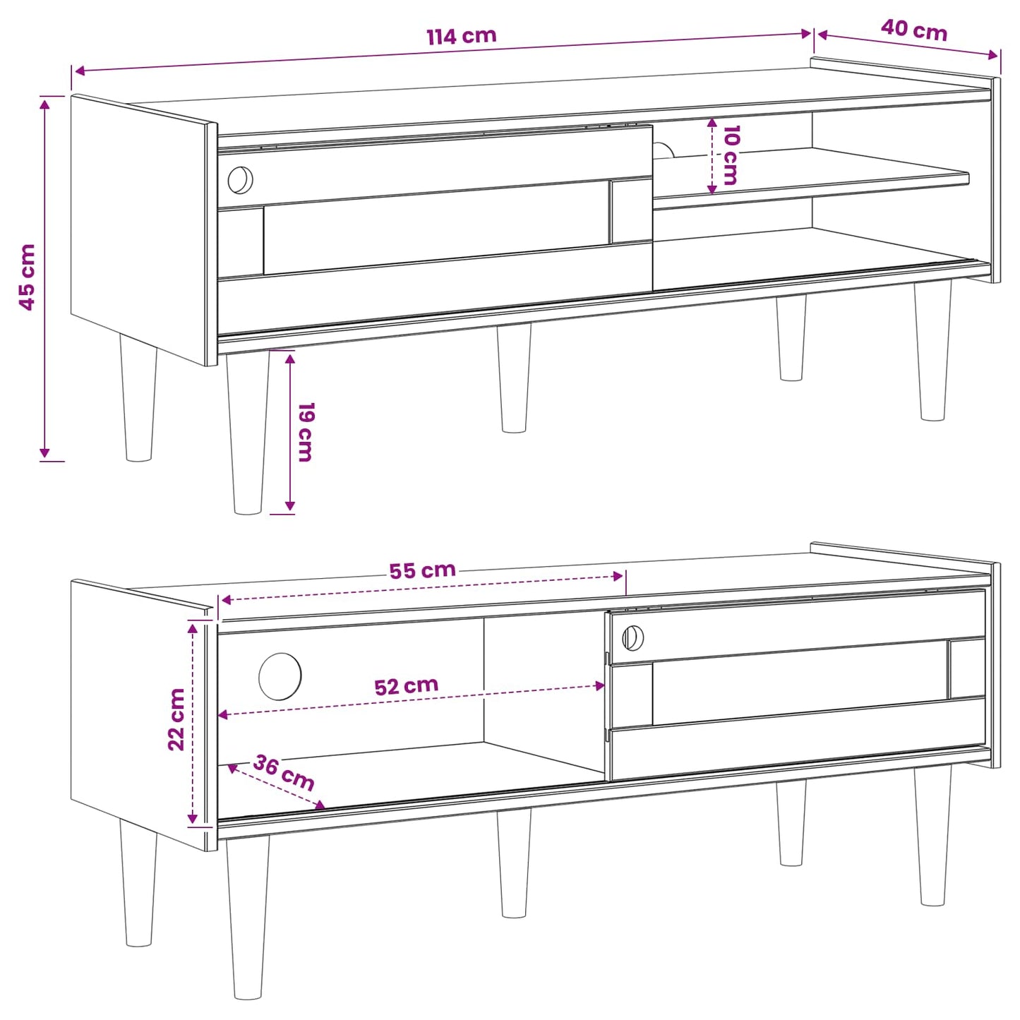 TV Cabinet BILBAO 114 x 40 x 45 cm Dark Caramel