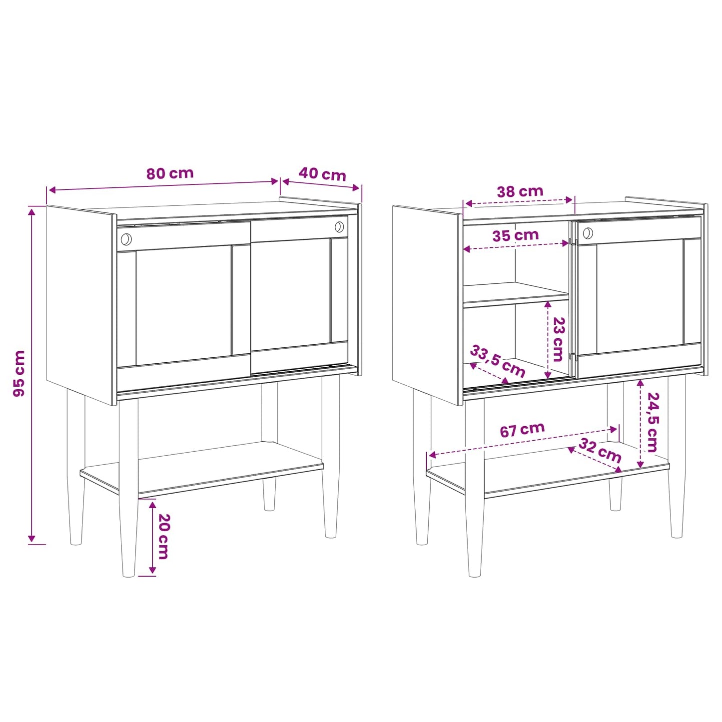 Console Table BILBAO Dark Caramel 80 x 40 x 95 cm
