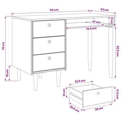 Desk BILBAO Dark Caramel 114 x 53 x 75 cm