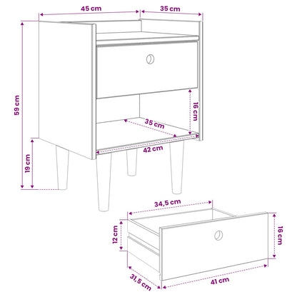 Bedside Table BILBAO Dark Caramel 45 x 35 x 59 cm