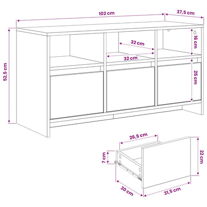 TV Cabinet 102 x 37.5 x 52.5 cm Black Oak Engineered Wood