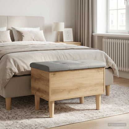 Storage Bench with Cushion Artisan Oak 62 x 42 x 46 cm