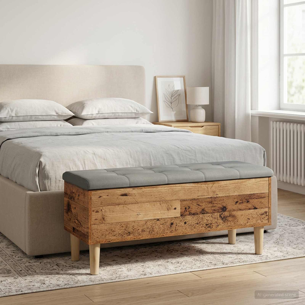 Storage Bench with Cushion Old Wood 102 x 42 x 46 cm