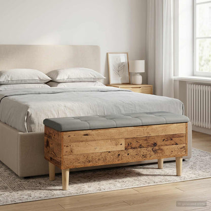 Storage Bench with Cushion Old Wood 102 x 42 x 46 cm