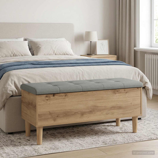 Storage Bench with Cushion Artisan Oak 102 x 42 x 46 cm
