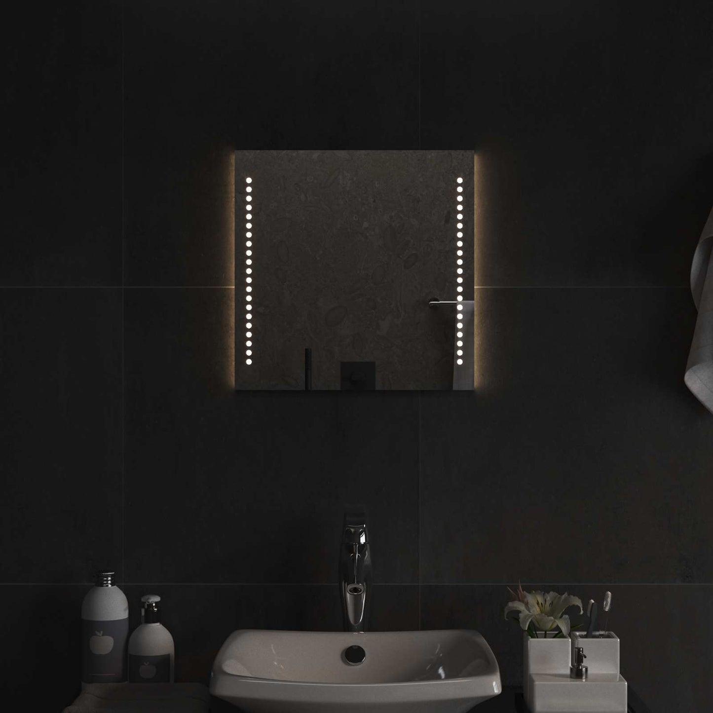 LED Bathroom Mirror Transparent 40 x 40 cm Tempered Glass