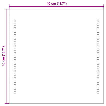 LED Bathroom Mirror Transparent 40 x 40 cm Tempered Glass