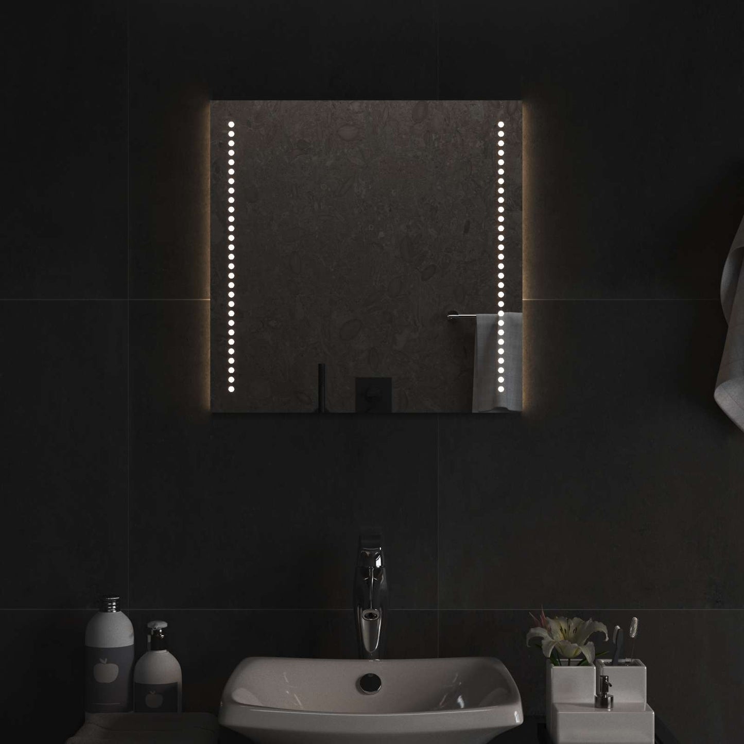 LED Bathroom Mirror Transparent 50 x 50 cm Tempered Glass