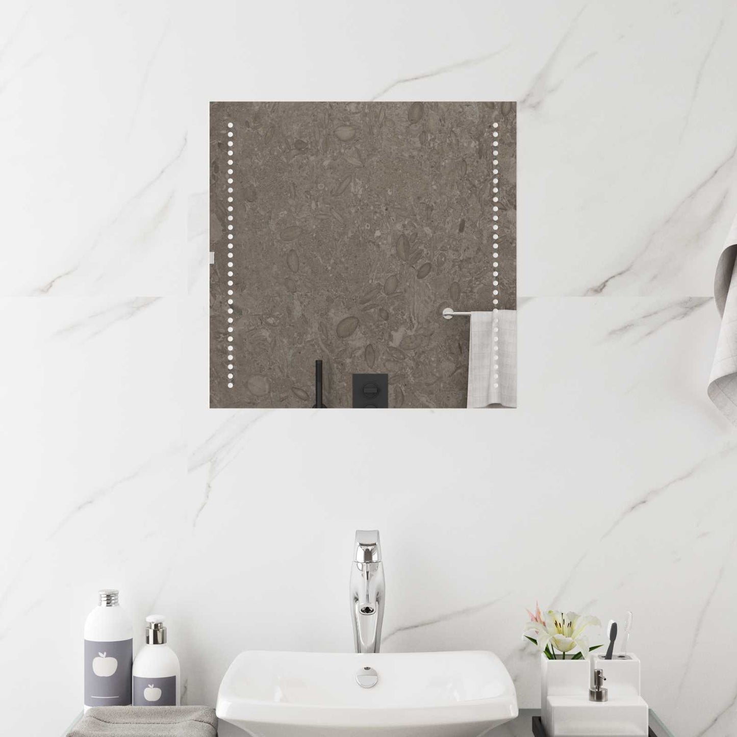 LED Bathroom Mirror Transparent 50 x 50 cm Tempered Glass