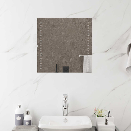 LED Bathroom Mirror Transparent 50 x 50 cm Tempered Glass