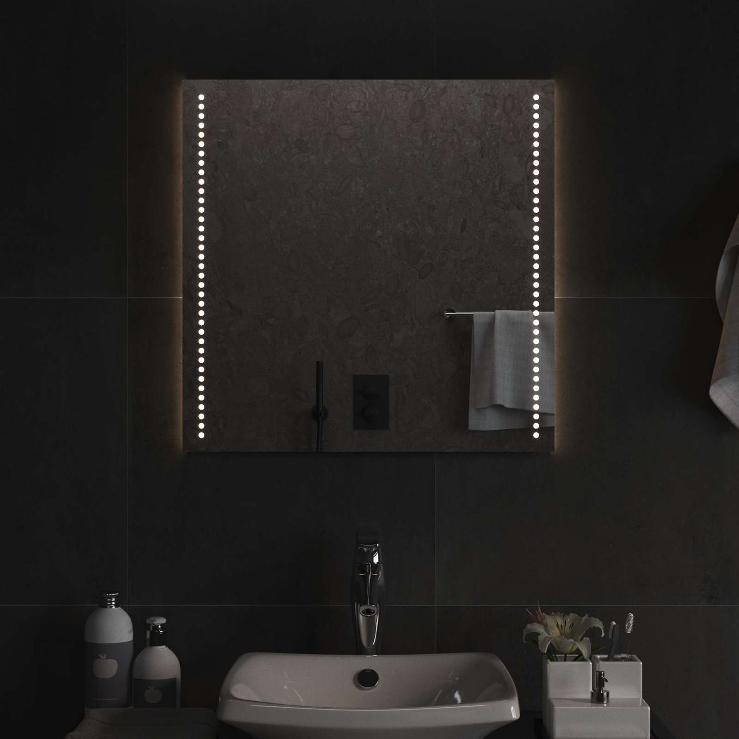 LED Bathroom Mirror Transparent 60 x 60 cm Tempered Glass