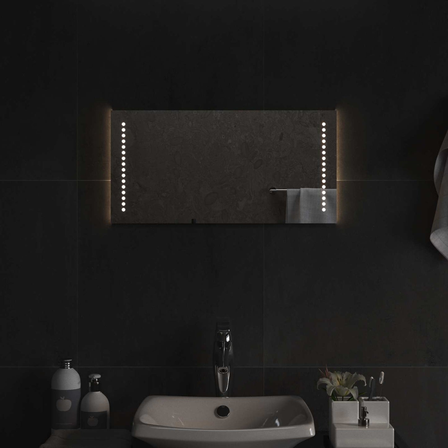 LED Bathroom Mirror Transparent 30 x 60 cm Tempered Glass