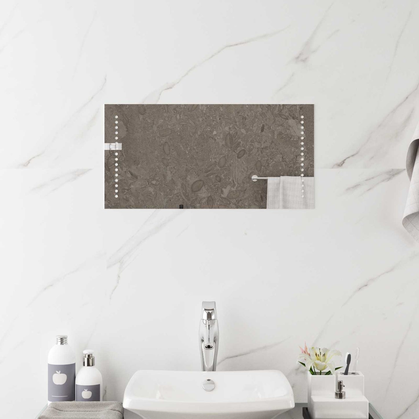 LED Bathroom Mirror Transparent 30 x 60 cm Tempered Glass