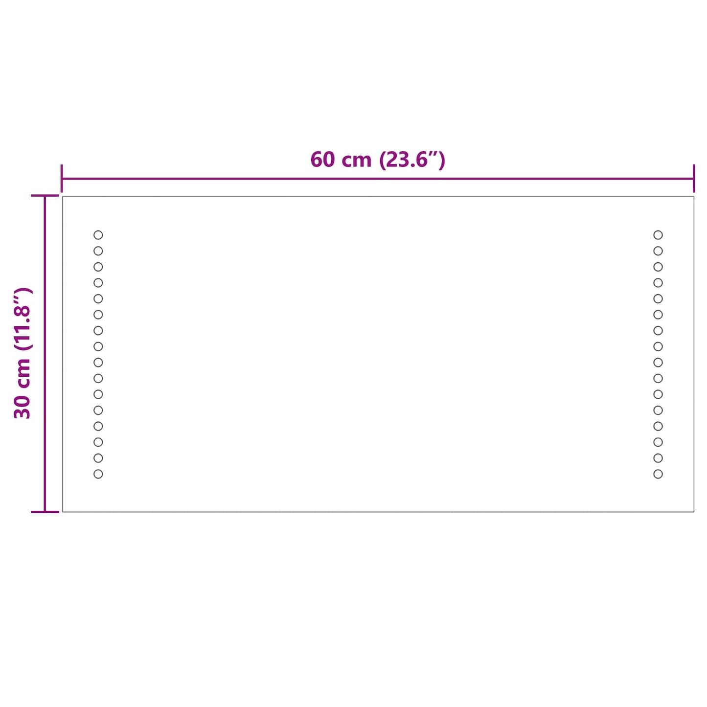 LED Bathroom Mirror Transparent 30 x 60 cm Tempered Glass