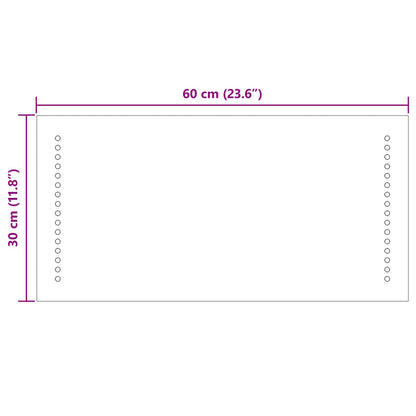 LED Bathroom Mirror Transparent 30 x 60 cm Tempered Glass