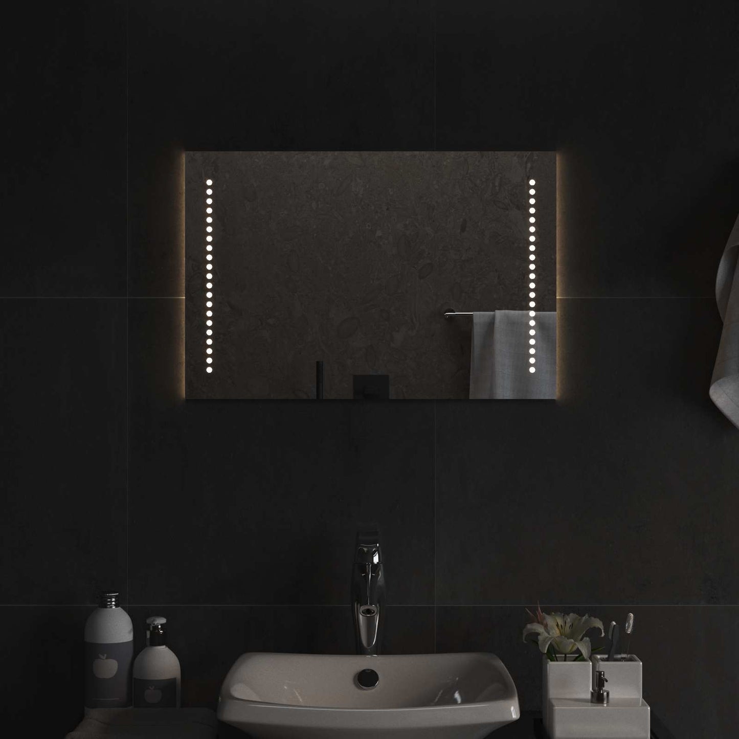 LED Bathroom Mirror Transparent 40 x 60 cm Tempered Glass