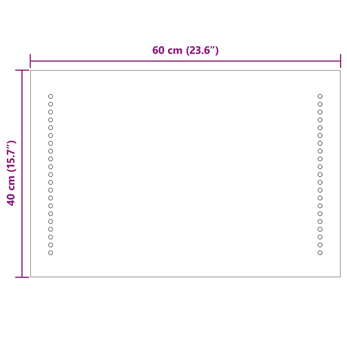 LED Bathroom Mirror Transparent 40 x 60 cm Tempered Glass