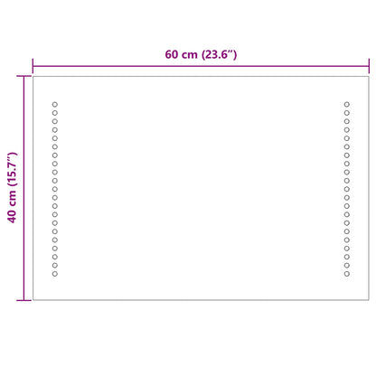 LED Bathroom Mirror Transparent 40 x 60 cm Tempered Glass