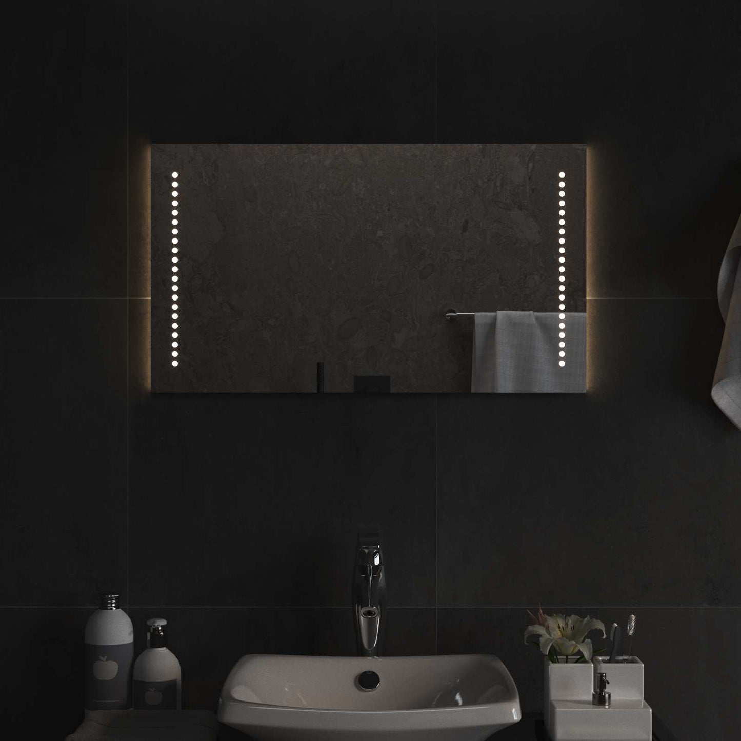 LED Bathroom Mirror Transparent 40 x 70 cm Tempered Glass