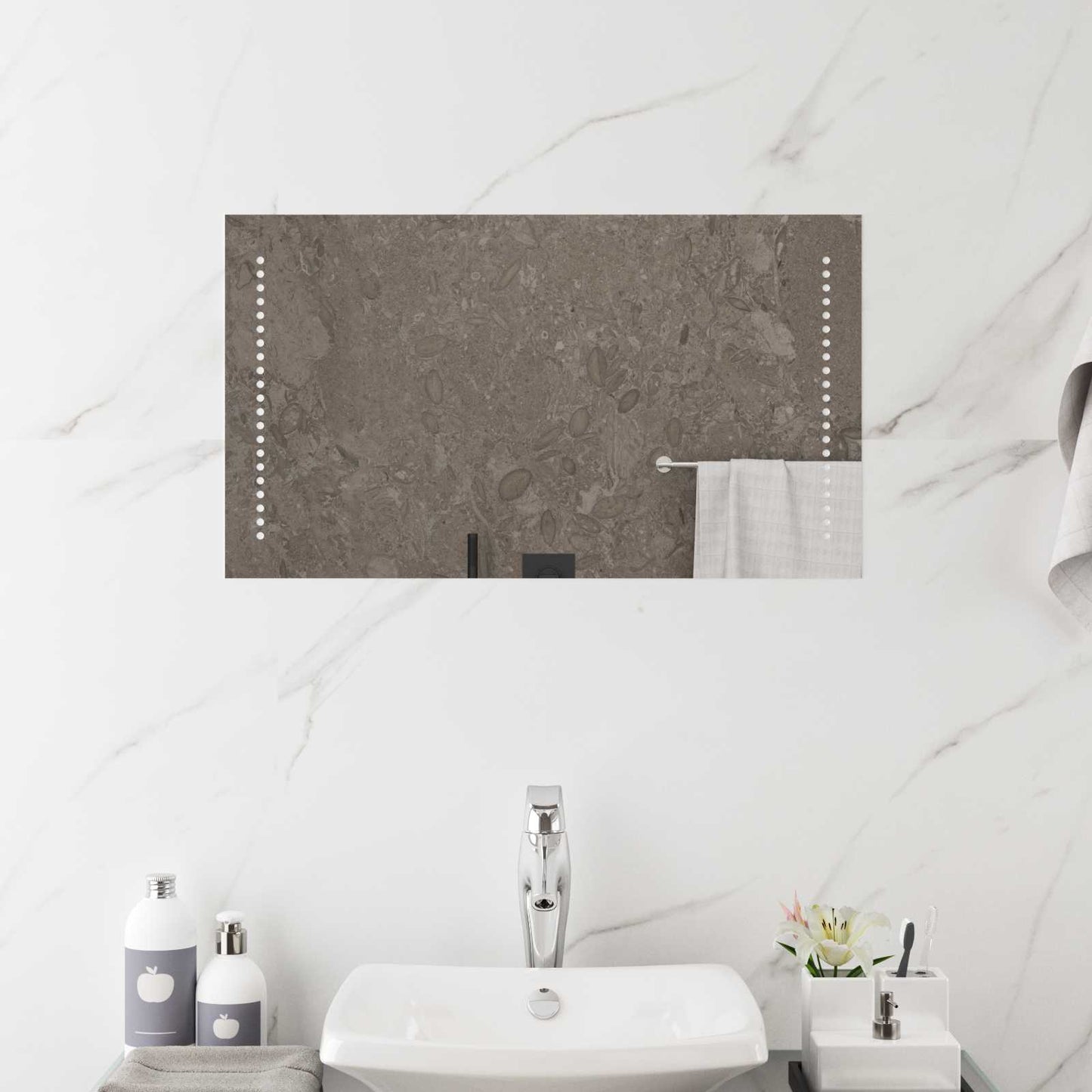 LED Bathroom Mirror Transparent 40 x 70 cm Tempered Glass