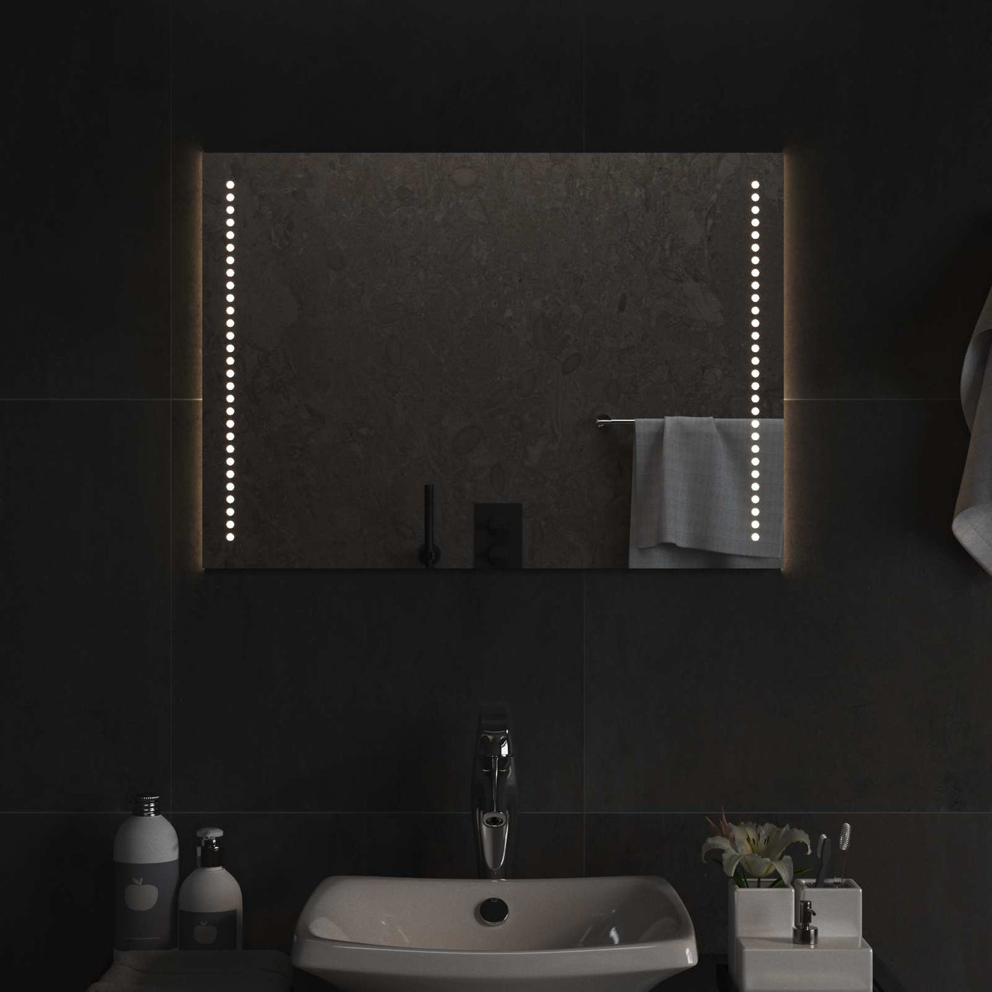 LED Bathroom Mirror Transparent 50 x 70 cm Tempered Glass