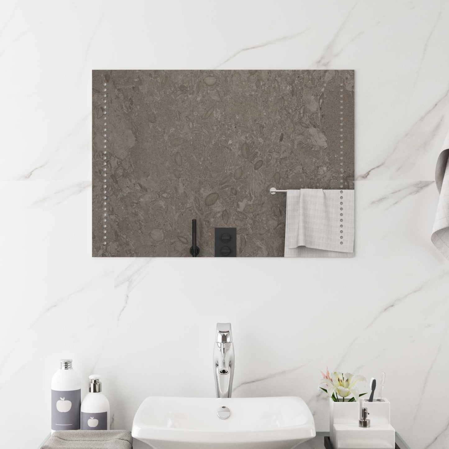 LED Bathroom Mirror Transparent 50 x 70 cm Tempered Glass