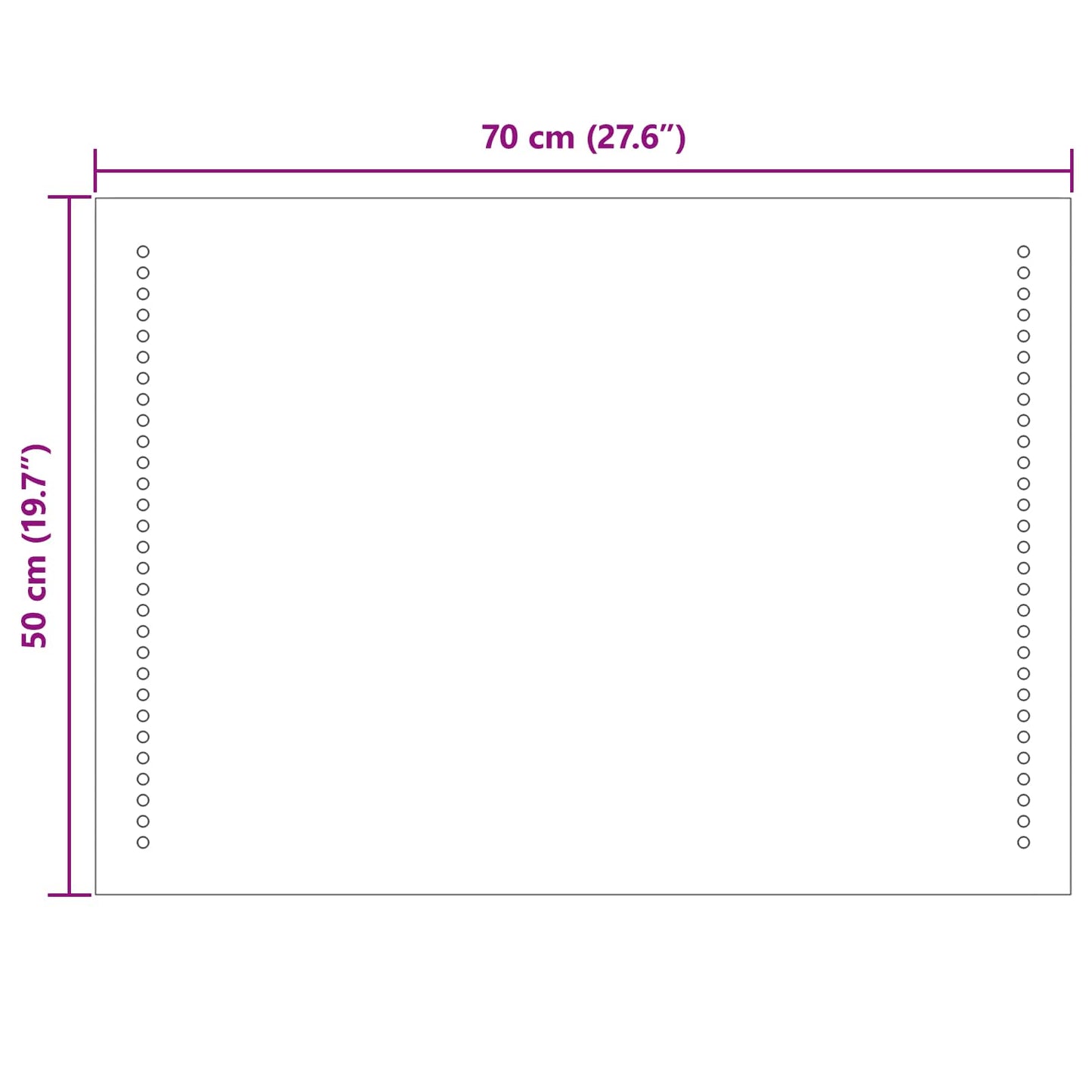 LED Bathroom Mirror Transparent 50 x 70 cm Tempered Glass