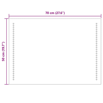 LED Bathroom Mirror Transparent 50 x 70 cm Tempered Glass