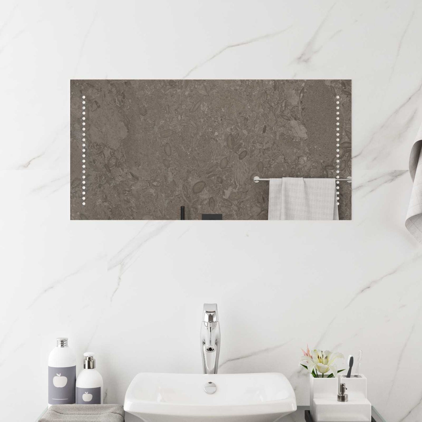 LED Bathroom Mirror Transparent 40 x 80 cm Tempered Glass