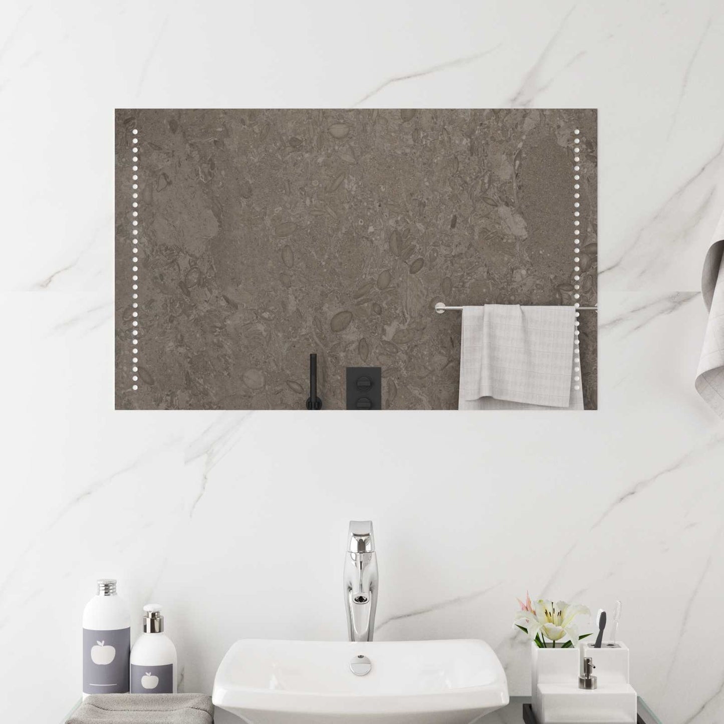 LED Bathroom Mirror Transparent 50 x 80 cm Tempered Glass