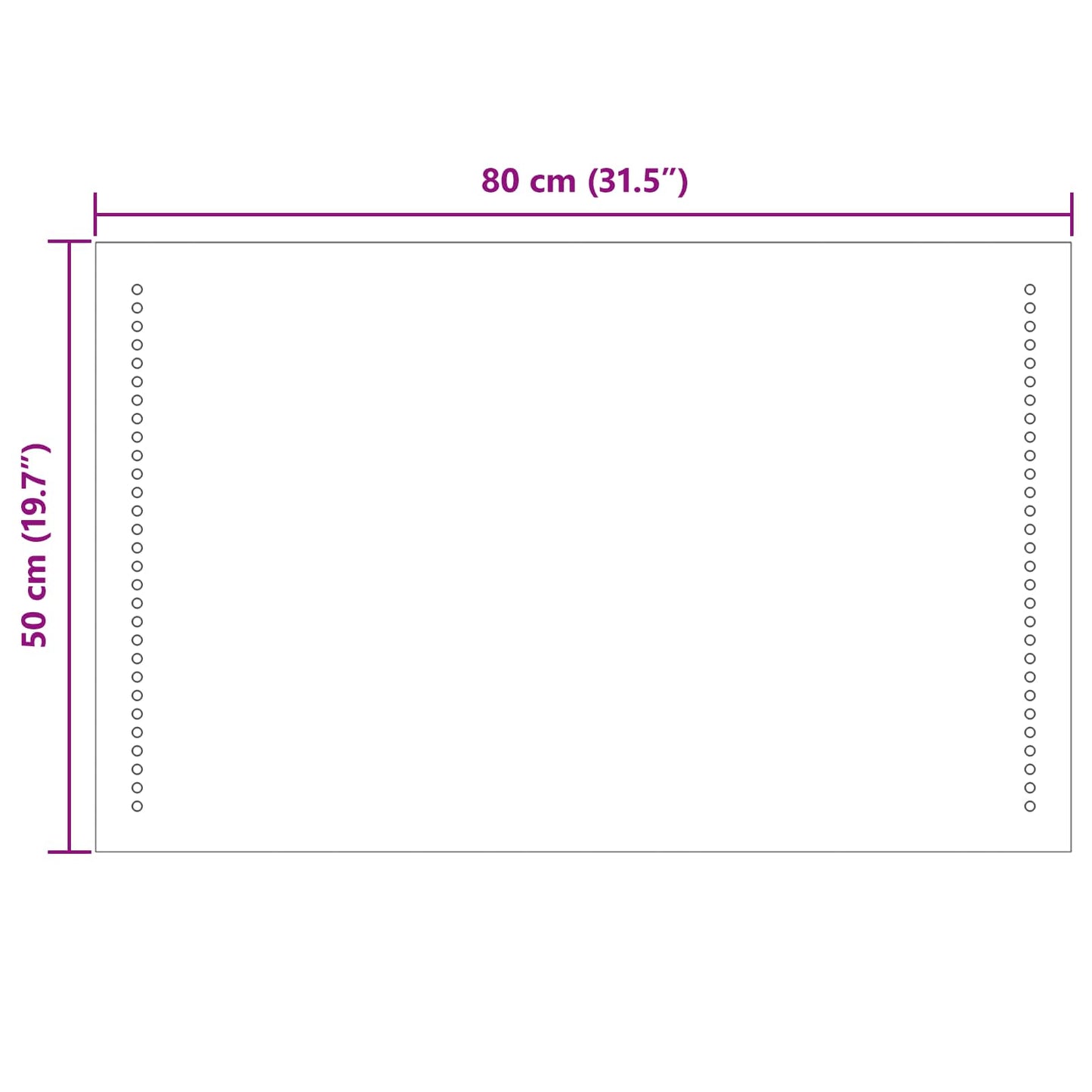 LED Bathroom Mirror Transparent 50 x 80 cm Tempered Glass