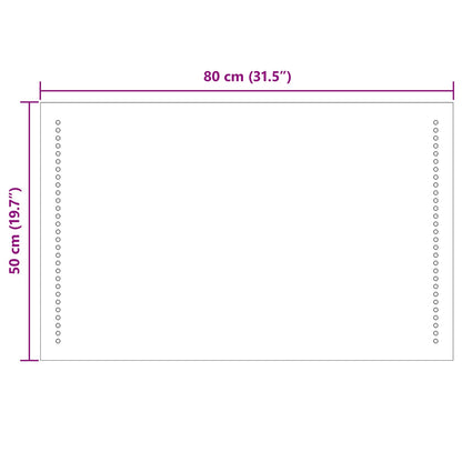 LED Bathroom Mirror Transparent 50 x 80 cm Tempered Glass