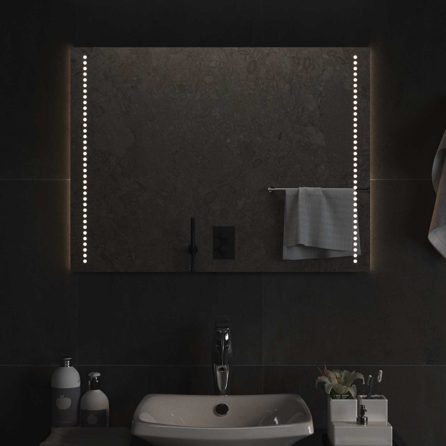LED Bathroom Mirror Transparent 60 x 80 cm Tempered Glass