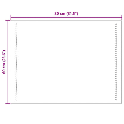 LED Bathroom Mirror Transparent 60 x 80 cm Tempered Glass