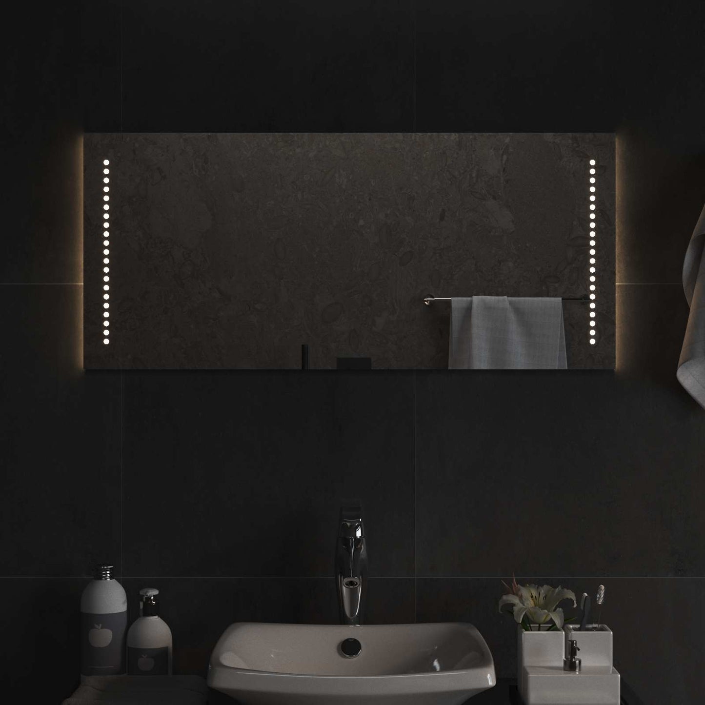 LED Bathroom Mirror Transparent 40 x 90 cm Tempered Glass